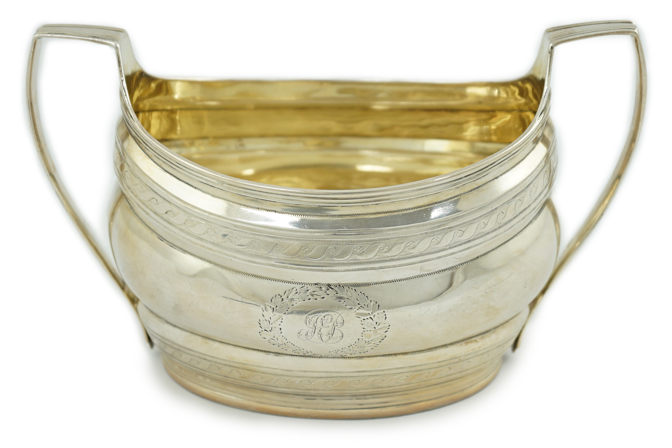 A George III silver oval two-handled sugar bowl, by Robert & David Hennell